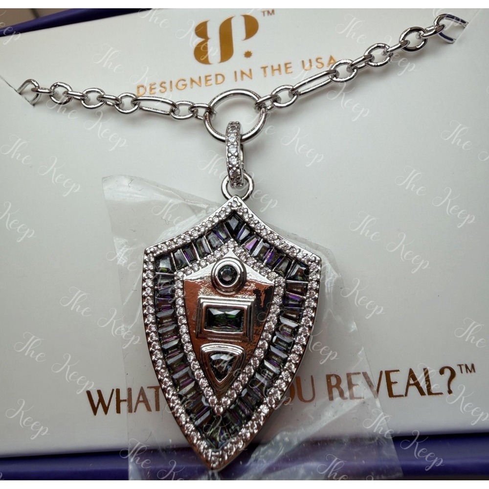 Bomb Party June Arabella Shield Necklace NK71419 Rhodium Alexandrite